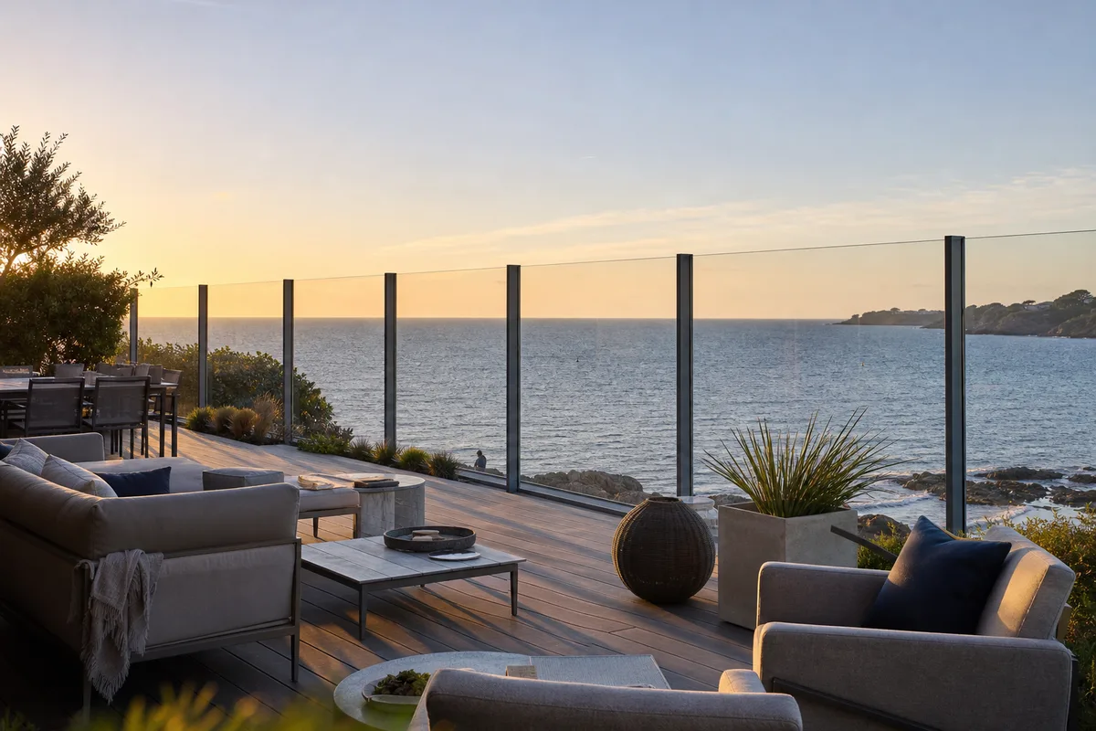 Paroi coupe-vent en verre pour terrasse à Saint-Malo